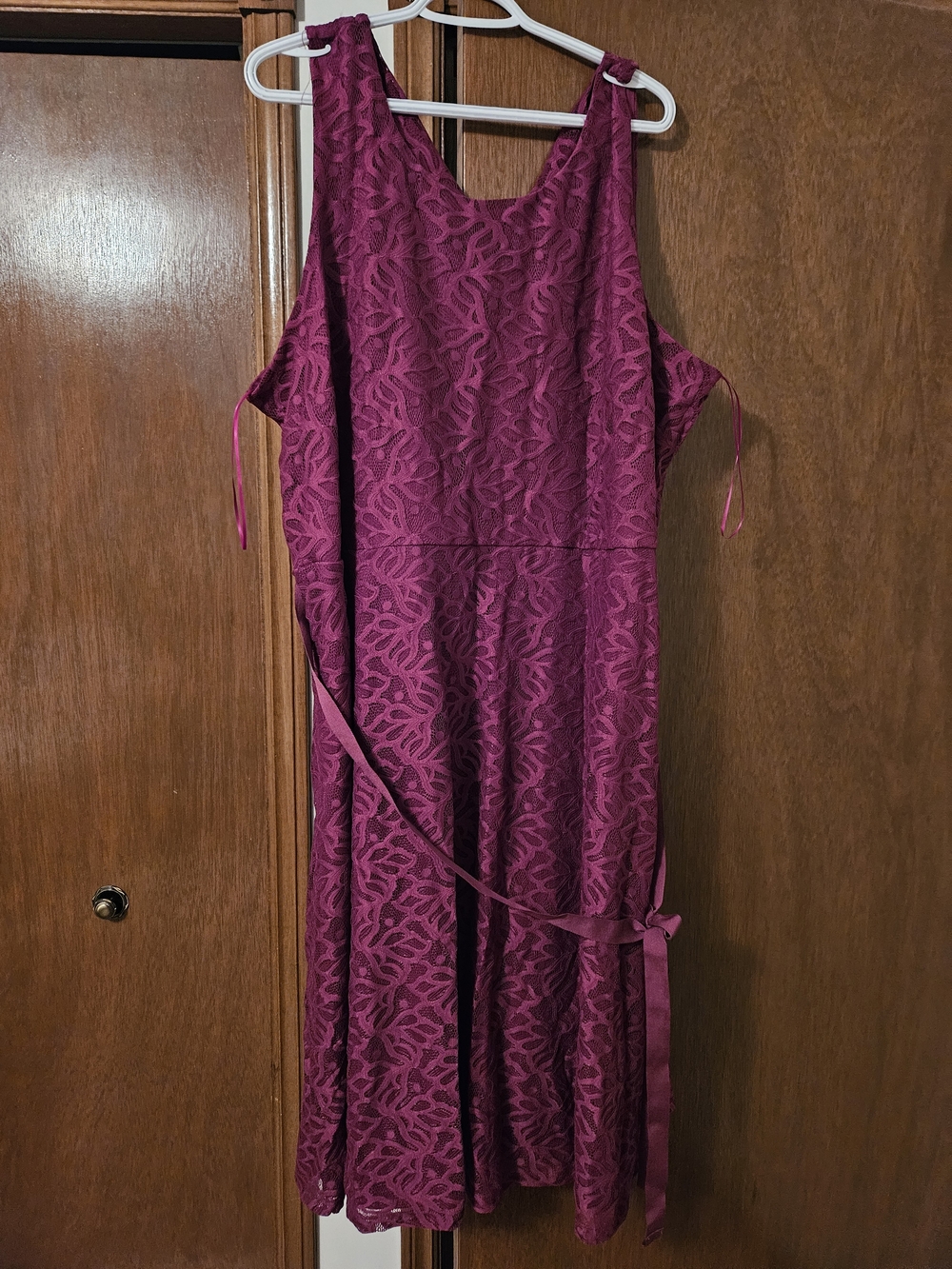 Penningtons Sleeveless Lace Midi Dress in Deep Magenta